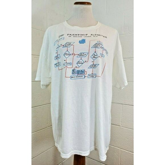 The Big Bang Theory White Friendship Algorithm Multi Color Tee Shirt Size XL - Picture 1 of 12